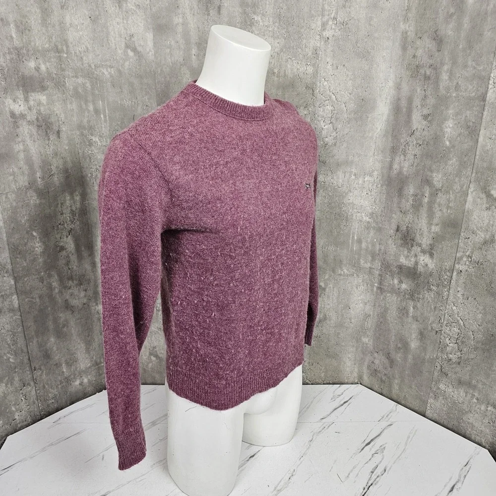Vintage Le Tigre L Pullover‎ Knit Sweater Mauve Wool Blend Embroidered Tiger